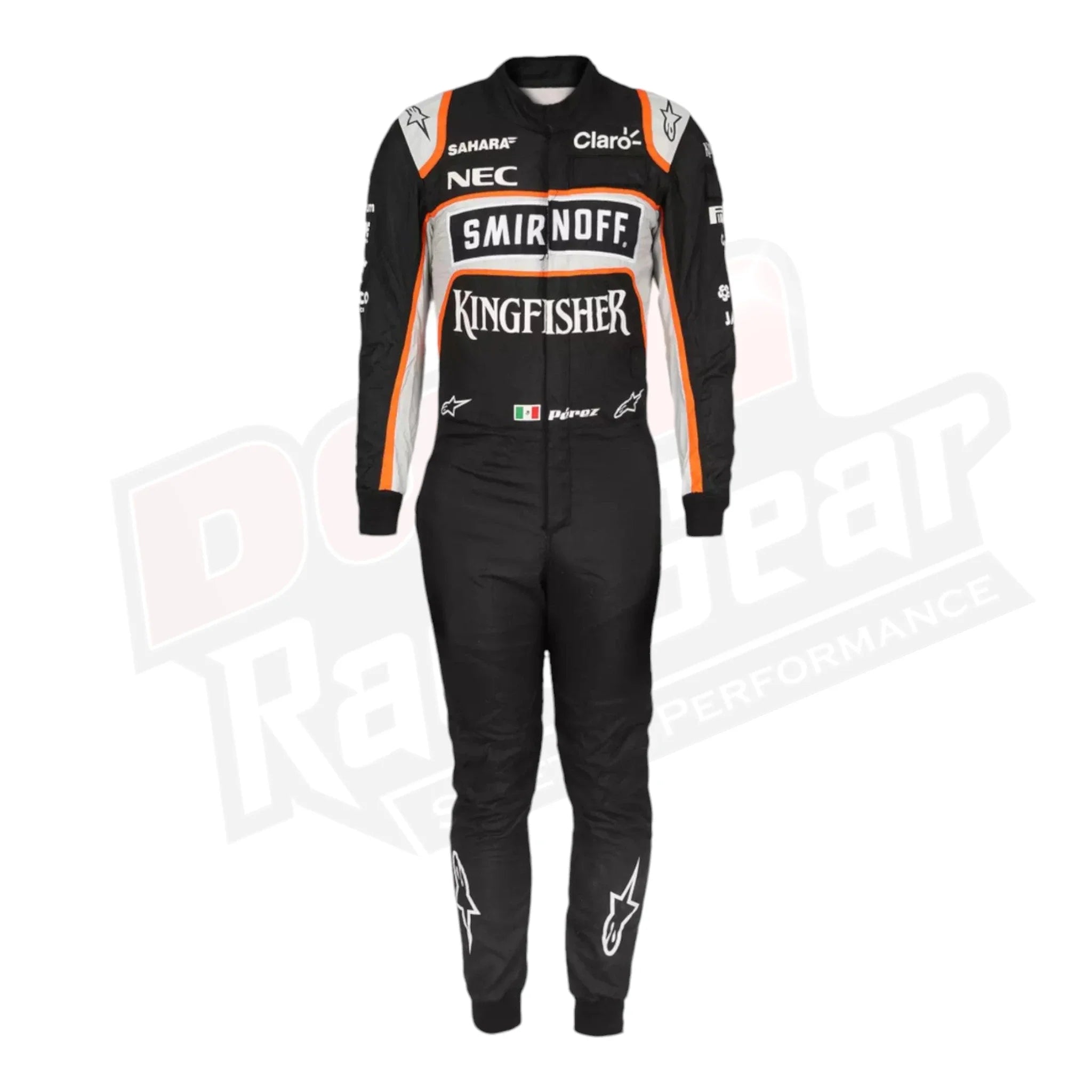 Traje de carrera del equipo de Fórmula 1 Force India Sahara de Sergio Pérez 2016