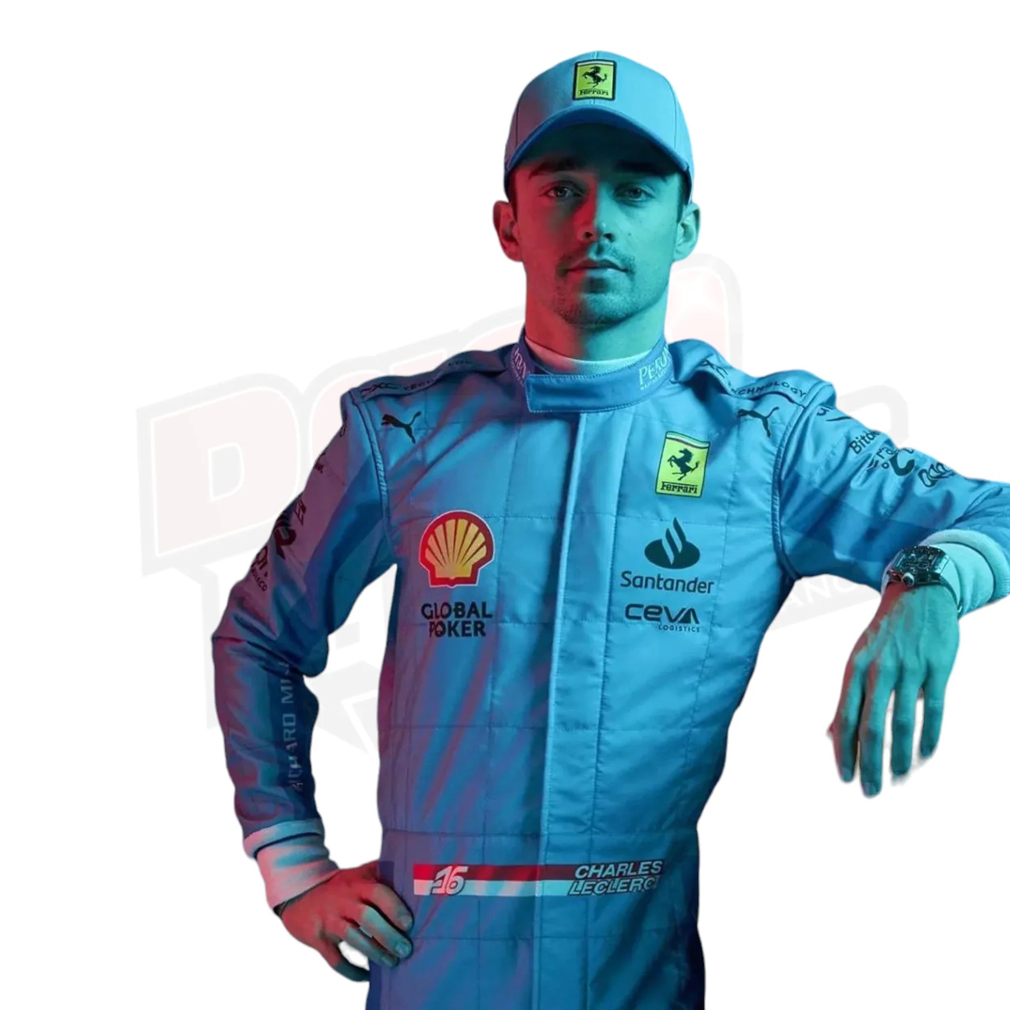 Traje de carrera del Gran Premio de Miami de Fórmula 1 de la Scuderia Ferrari 2024