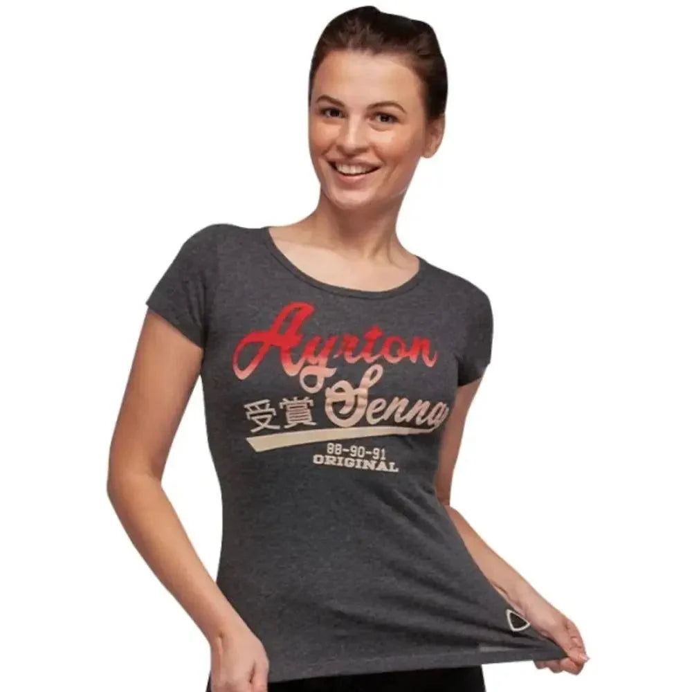 Ayrton Senna Ladies T-Shirt Vintage Grey - Dash Racegear 