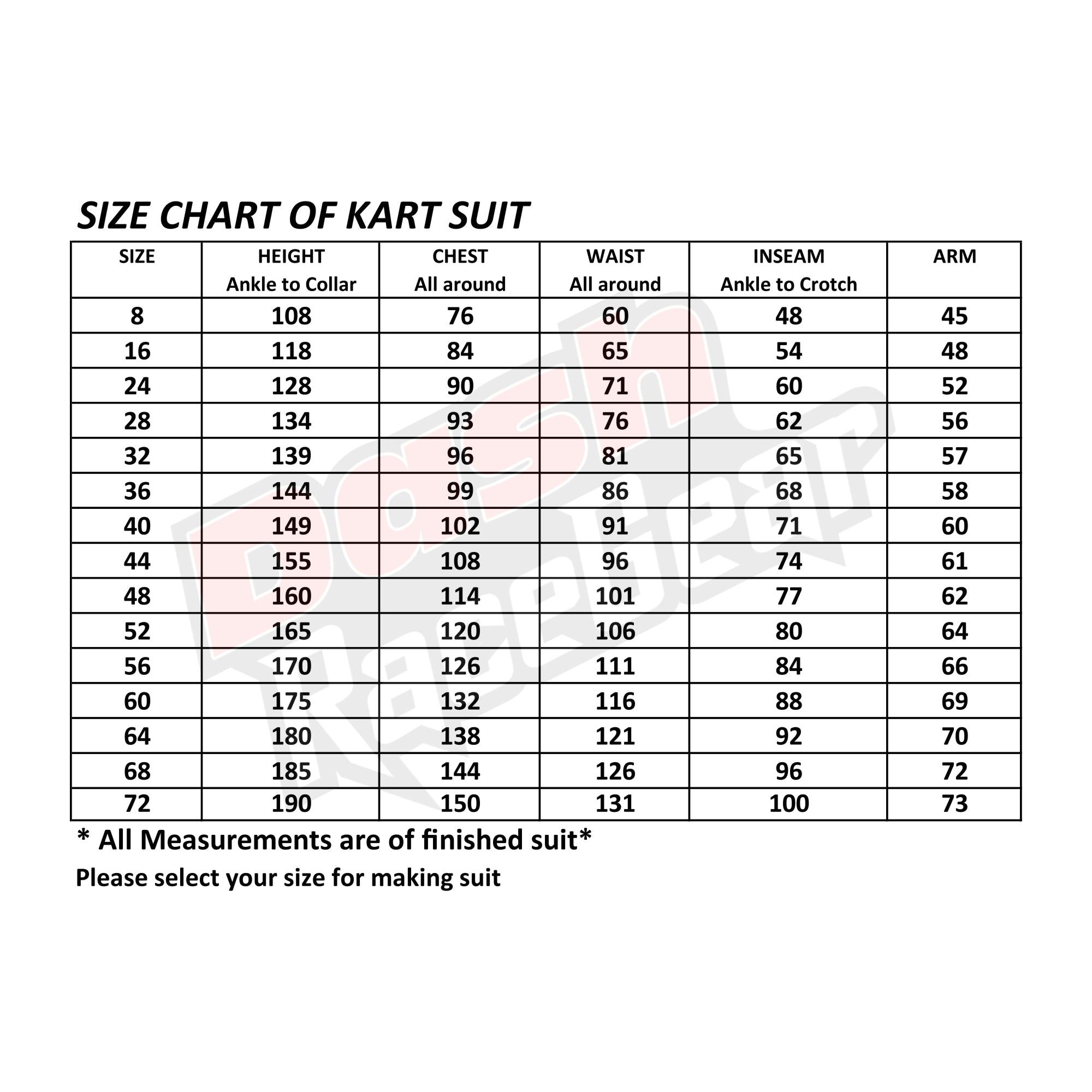 Laisure Rental Go kart Race Suit Dash Racegear DASH RACEGEAR