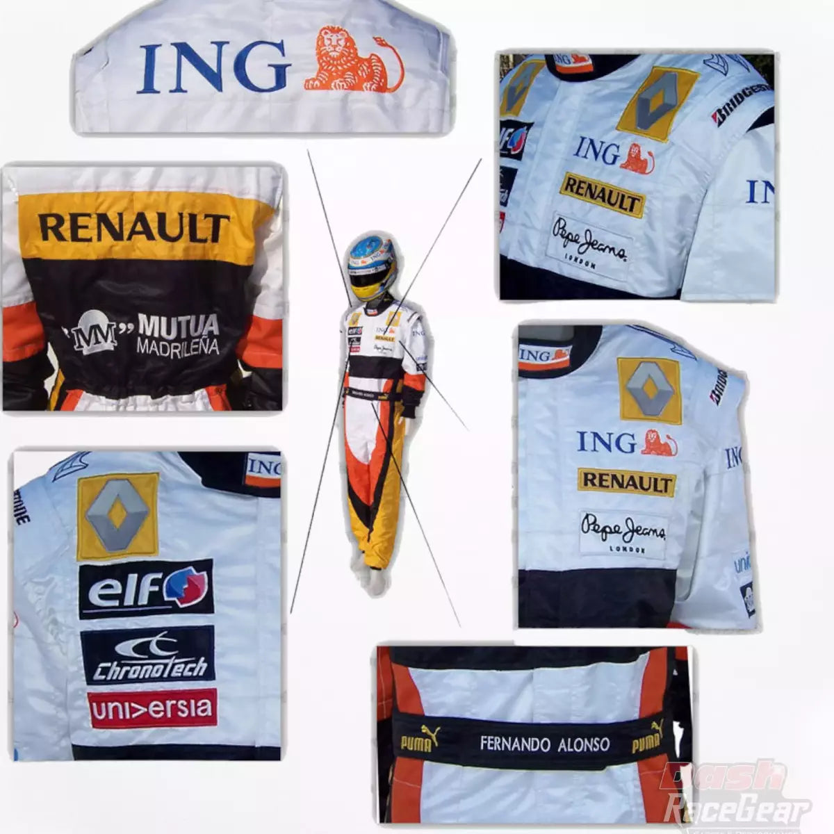 2008 Fernando Alonso Renault F1 Embroidered Racing Suit