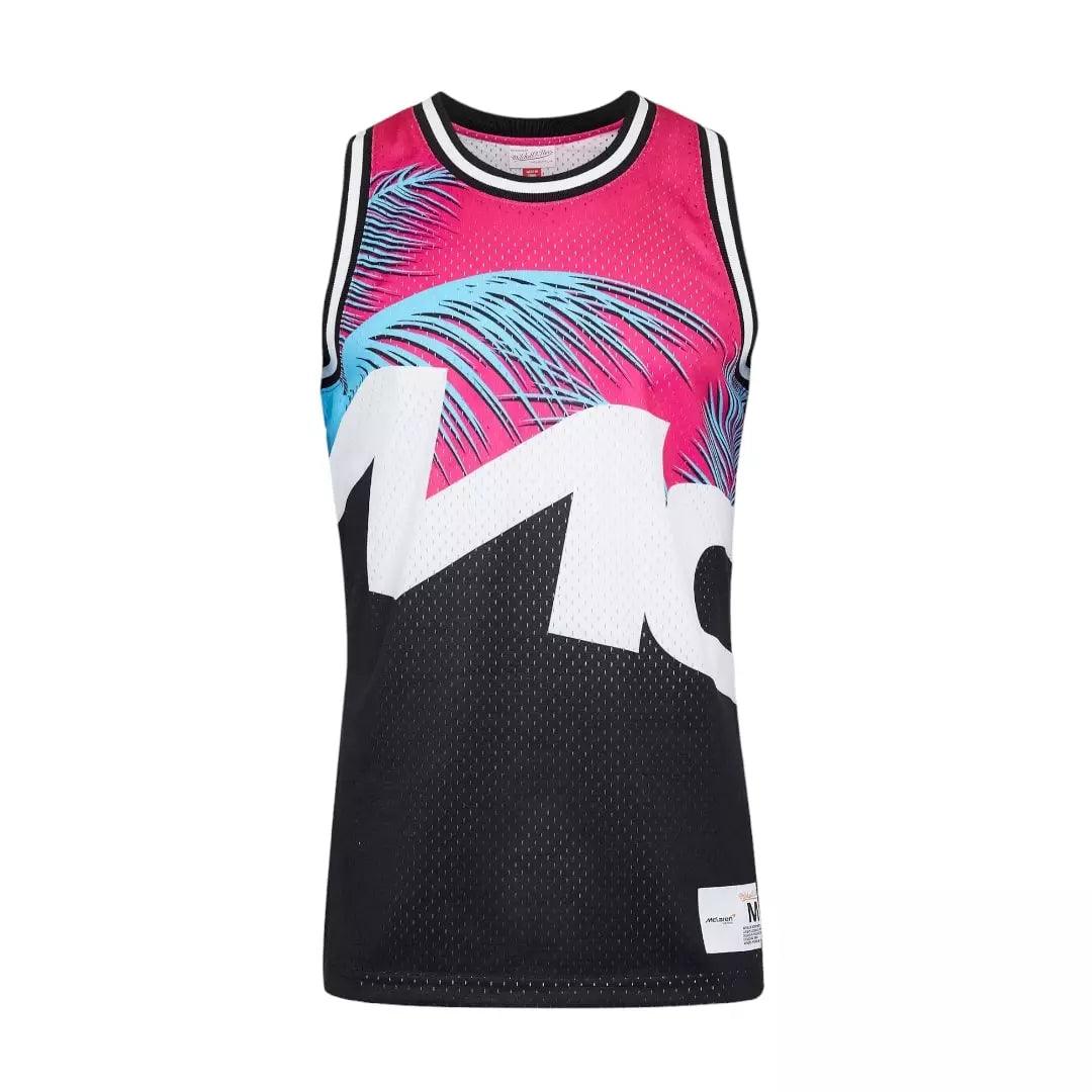 MIAMI GRAND PRIX MESH TANK - MITCHELL & NESS - BLACK/PINK DASH RECEGEAR