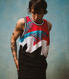 MIAMI GRAND PRIX MESH TANK - MITCHELL & NESS - BLACK/PINK DASH RECEGEAR