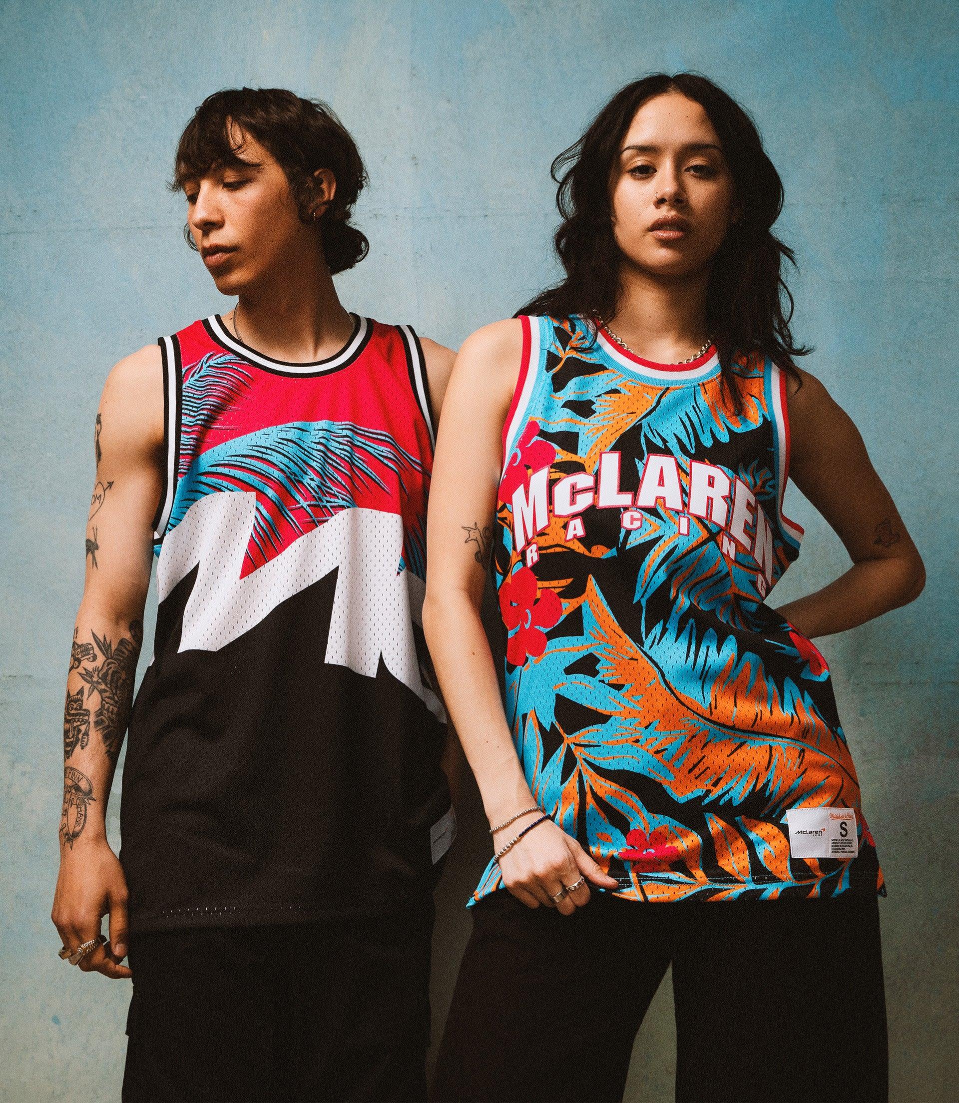 MIAMI GRAND PRIX MESH TANK - MITCHELL & NESS - BLACK/PINK DASH RECEGEAR